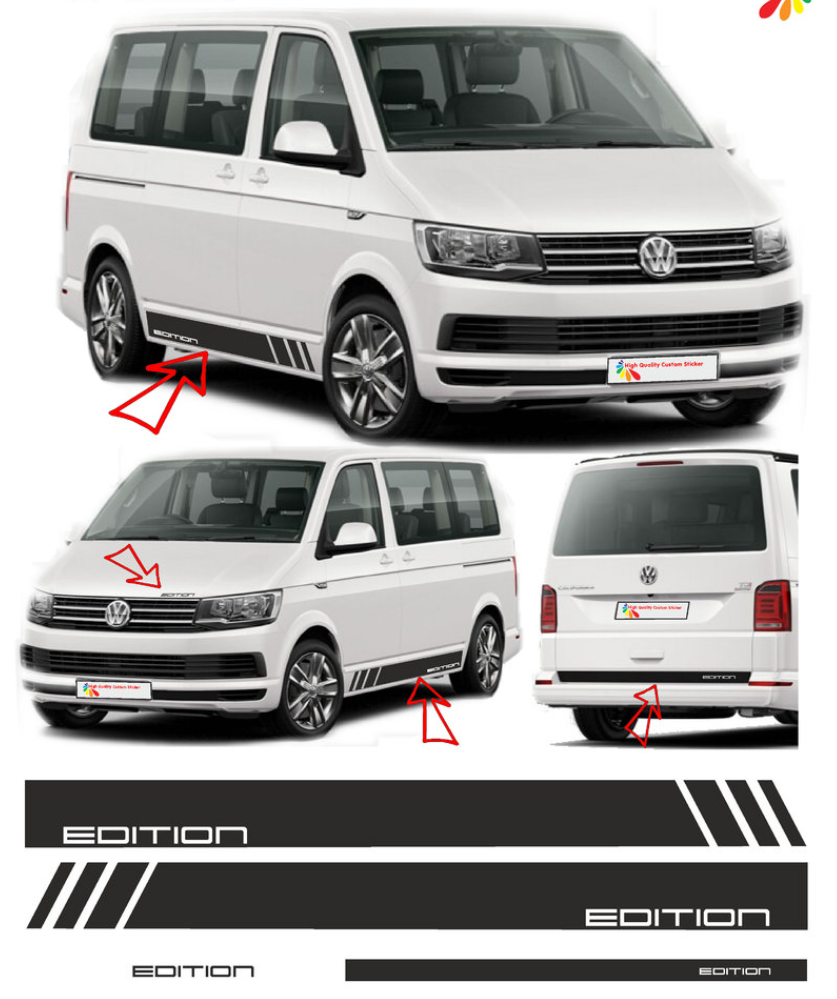 VW T4 T5 T6 - Edition   Side Stripes Graphics Decals Sticker Kit - 5470