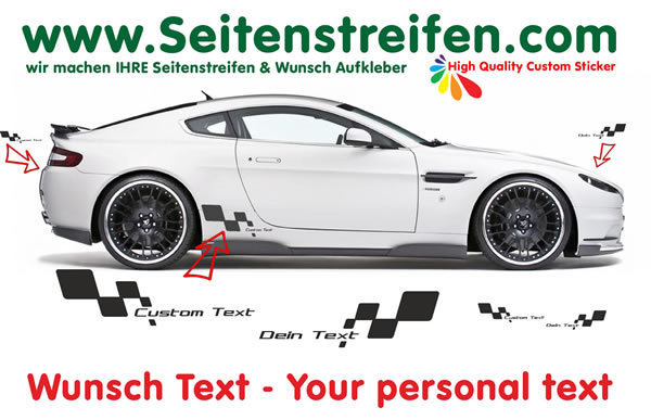 4x side decoration - your text - Decal Sticker Set - Height Approx. 30cm - N° 0157
