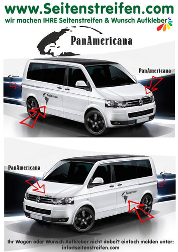 VW BUS T4 T5 T6 - PanAmericana with Continent - Graphics Decals Sticker Kit - N° 7783