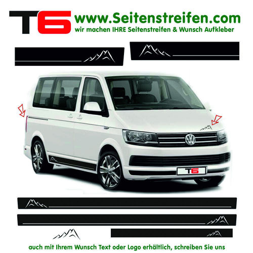 VW BUS T4 T5 T6 Berg Motiv Wandern berge Set  Seitenstreifen Aufkleber Dekor - Art.Nr.: 7166