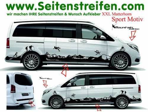 Mercedes Benz V Klasse Matterhorn Berg Panorama Outdoor Sport Arten Seitenstreifen Aufkleber Set 942