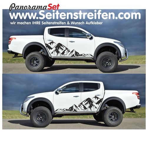 Mitsubishi L200 - Mountain panorama outdoor XXL - Side Stripes Graphics Decals Sticker Kit - N° 4180