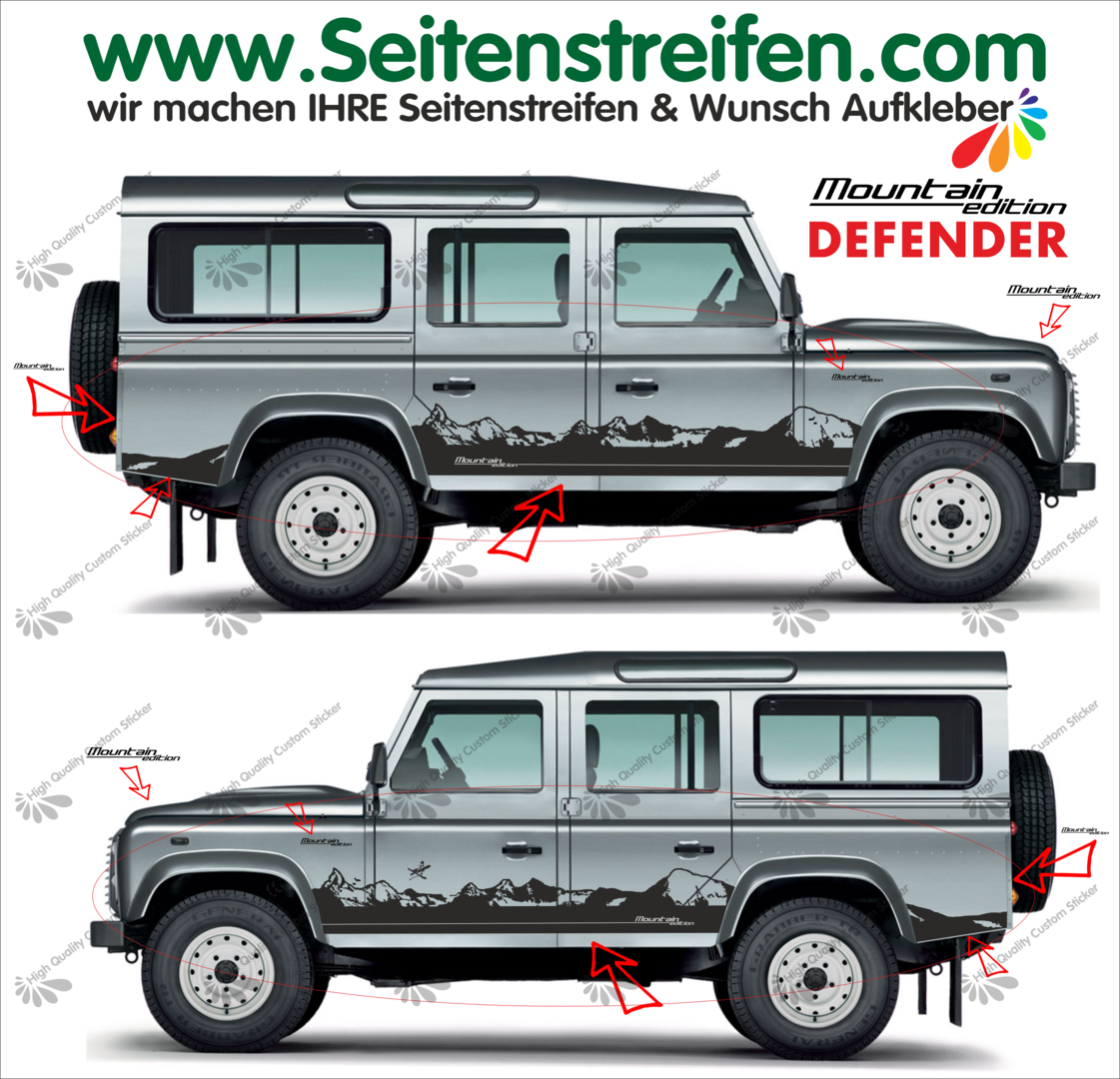Land Rover Defender Matterhorn Mountain Edition set completo de pegatinas laterales - Nº.: 8002