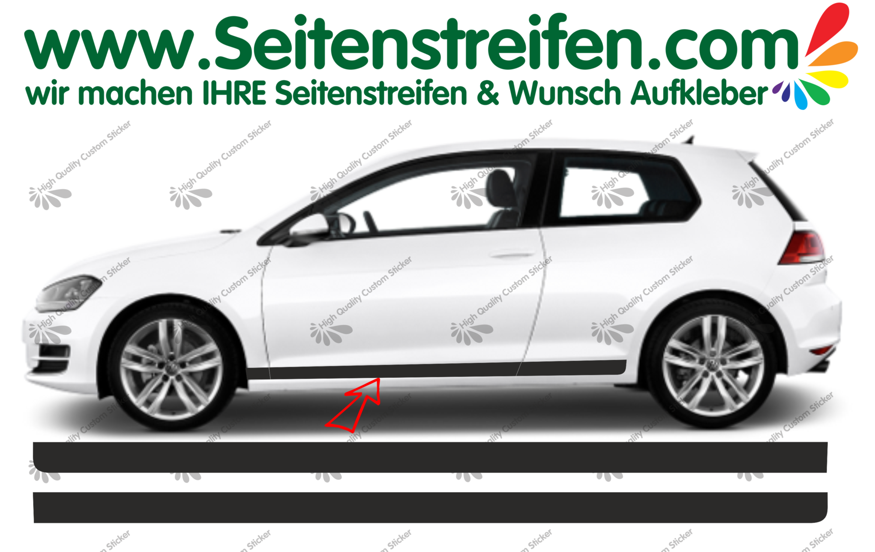 VW Golf GTI CLUBSPORT LOOK adesivi strisce laterali adesive auto sticker per 3/4 porte - 8500