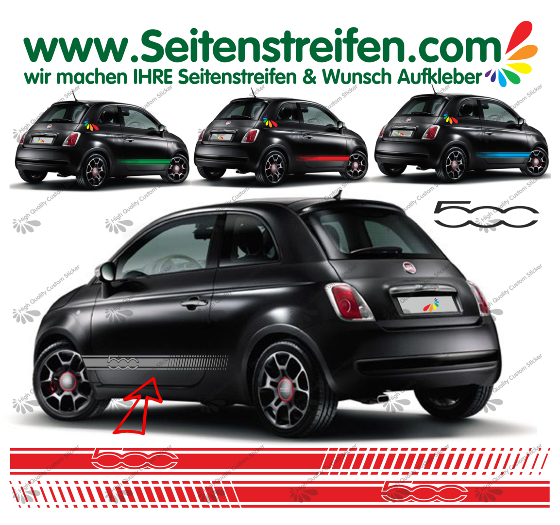 Fiat 500 - MADE IN ITALY Barcode version 2 - Side Stripes Graphics Decals Sticker Kit - N° 1489