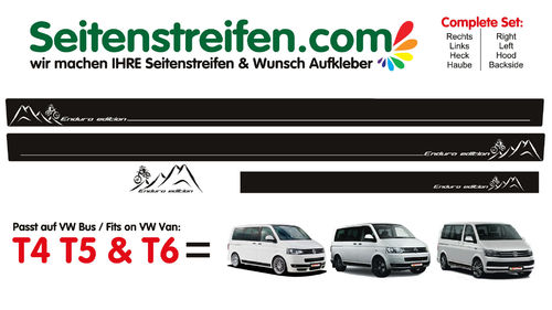 VW BUS T4 T5 T6 Enduro Edition Seitenstreifen Aufkleber Dekor komplett Set - Art.Nr.: 3301