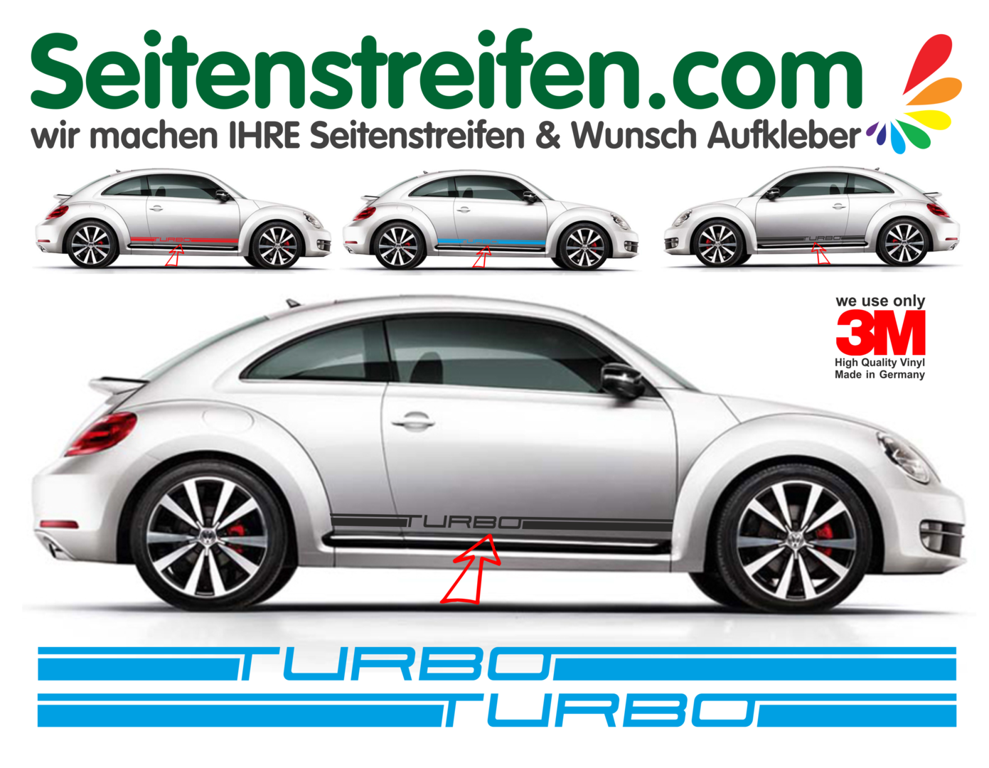 FSXTLLL Auto Seitenstreifen Seitenaufkleber Aufkleber für Volkswagen Beetle 