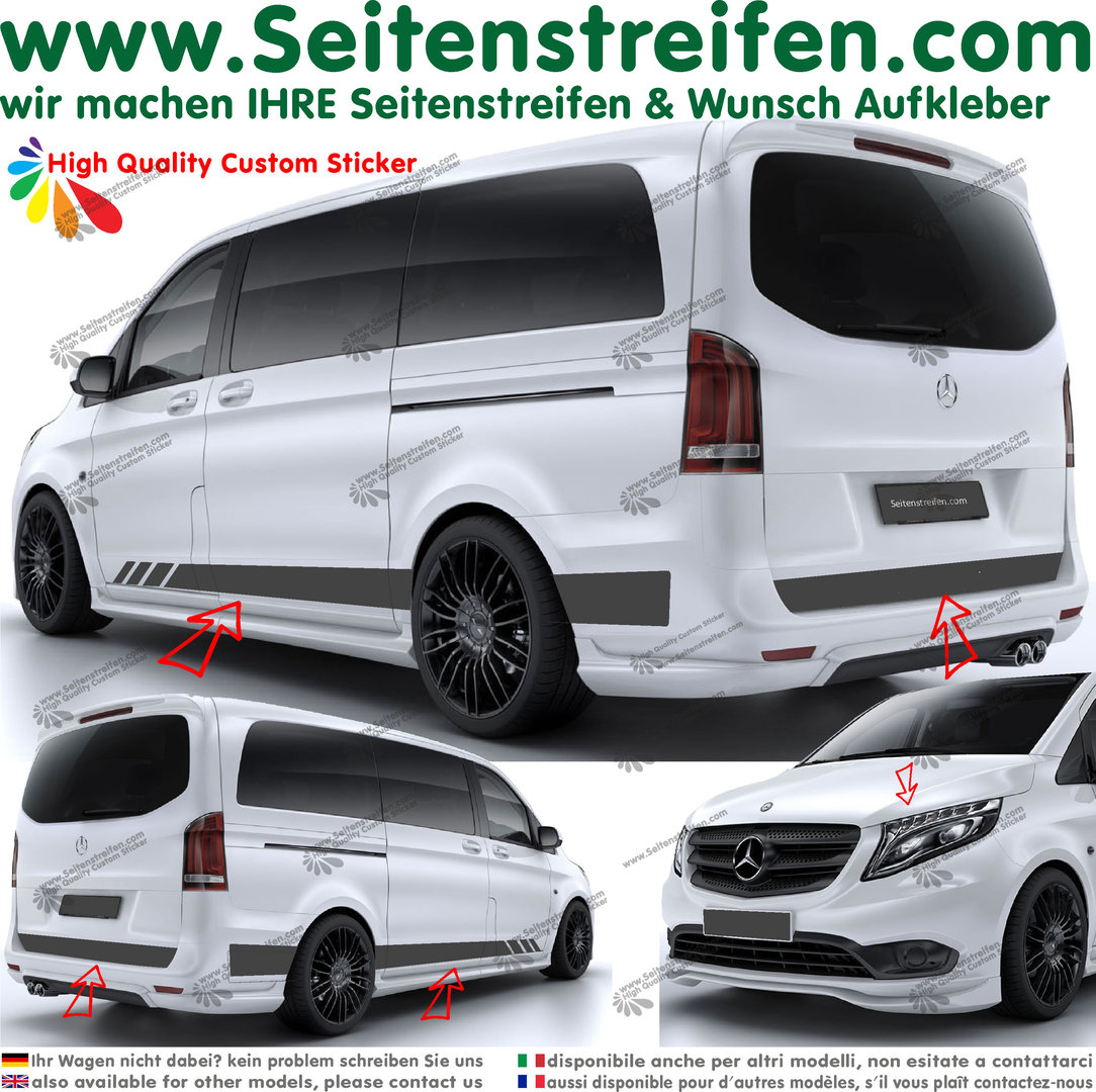 Mercedes Benz Class V - 447/693/638 Edition Look Side Stripes Graphics Decals Sticker Kit - N° 6780