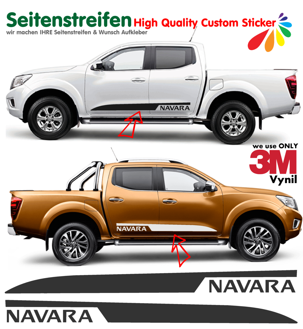 Nissan Navara - Navara - Side Stripes Graphics Decals Sticker Kit - N° 1539