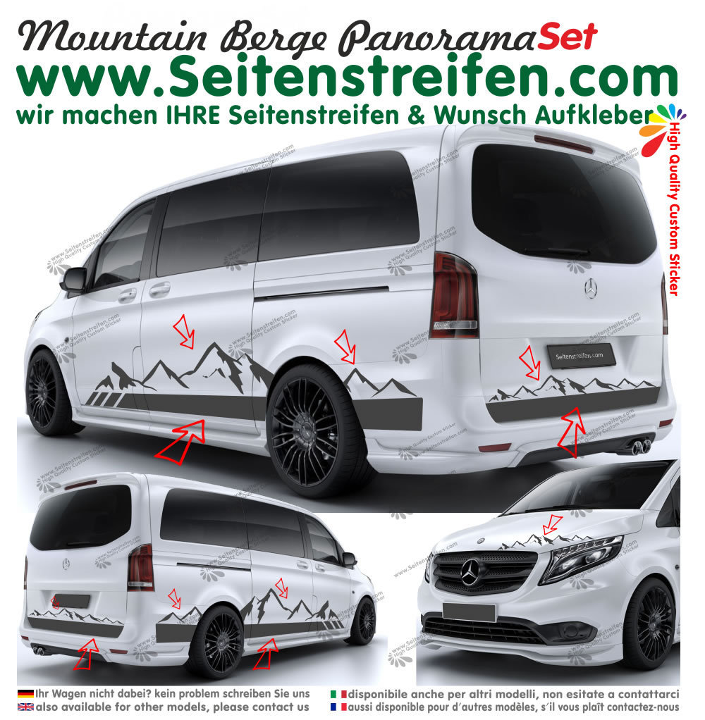 Mercedes Benz Class V - Mountain Outdoor Panorama Side Stripes Graphics Decals Sticker Kit - N° 949