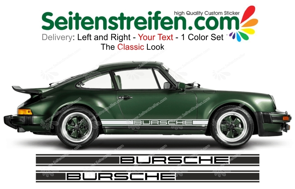 Porsche 911 fino al 1989 - testo desiderato adesivi laterali adesive auto sticker - 5666