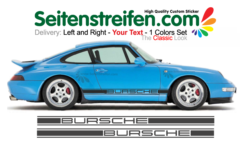 Porsche 911 (993) Wunsch Text Seitenstreifen Aufkleber Dekor Set Art.Nr: 5993