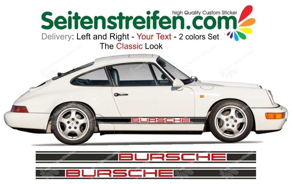 Porsche 911 (964) - Text na přání R Singer - dvoubarevné ozdobné boční polepy - N° 5668