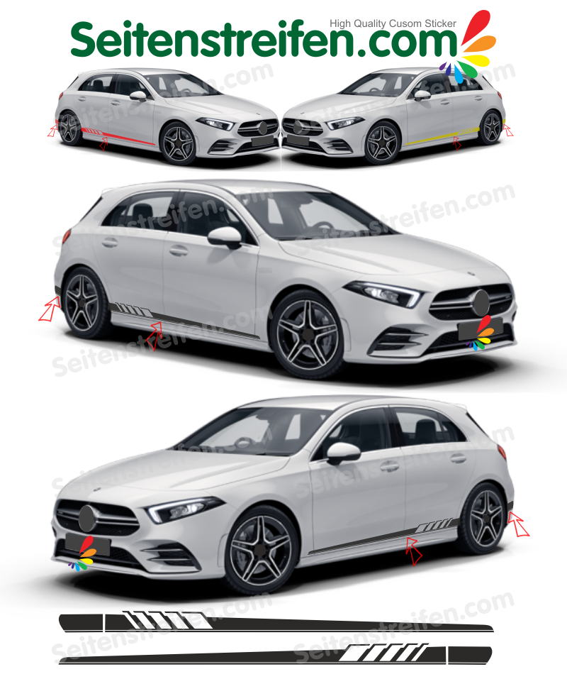 Mercedes Benz Class A - W177 AMG Edition - Side Stripes Graphics Decals Sticker Kit - N° 2072
