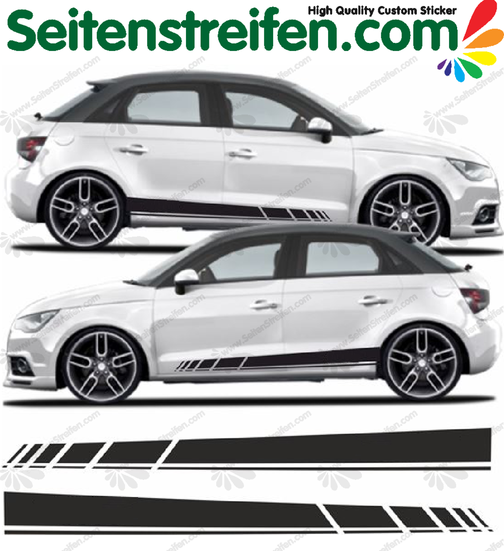 Audi A1 - New Evo - Side Stripes Graphics Decals Sticker Kit - item number: 5149