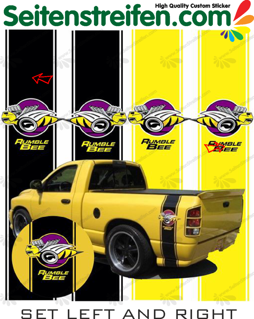 Dodge Ram - Rumble Bee - pegatinas laterales, adhesivo, pegatina, sticker set