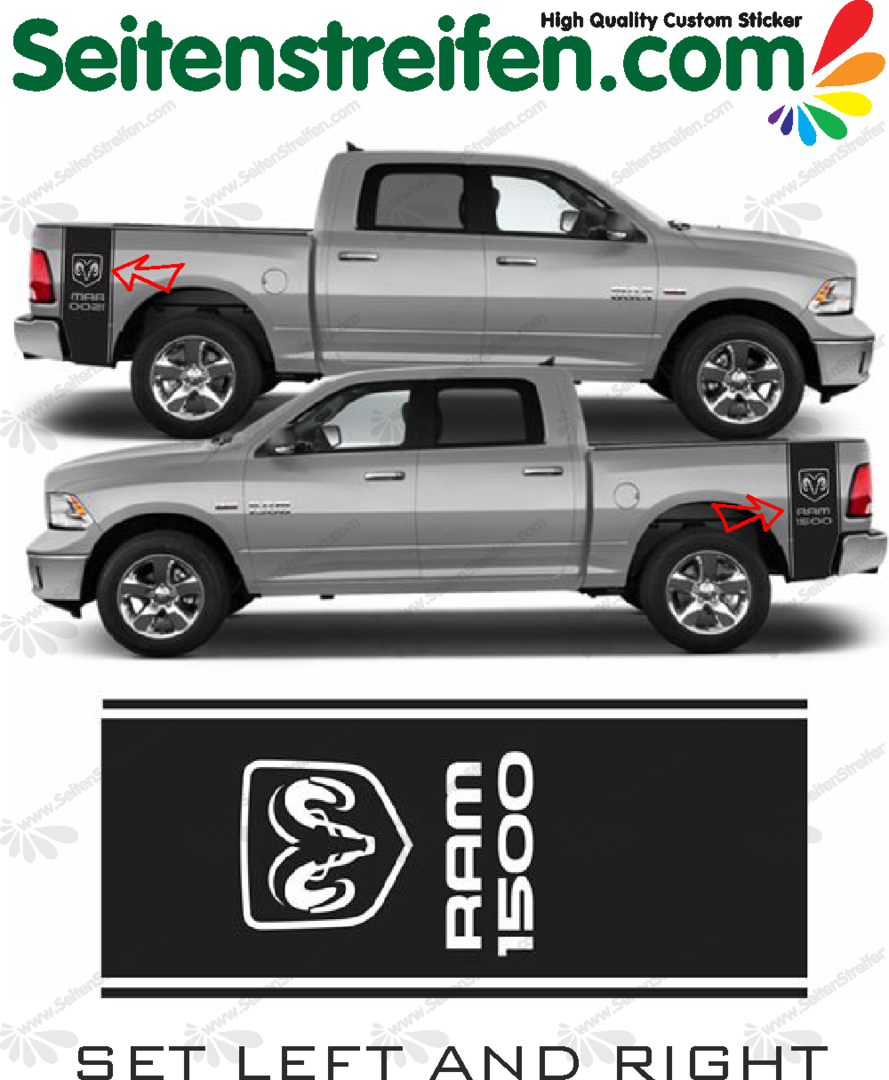 Dodge Ram 1500 Side Stripes / Stickers / left and right - 5550