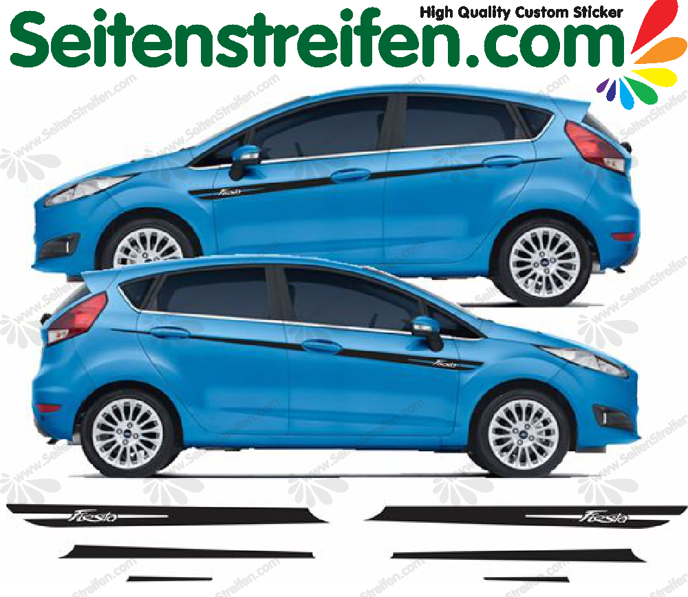 Ford Fiesta MK7 Side stripes decal sticker set