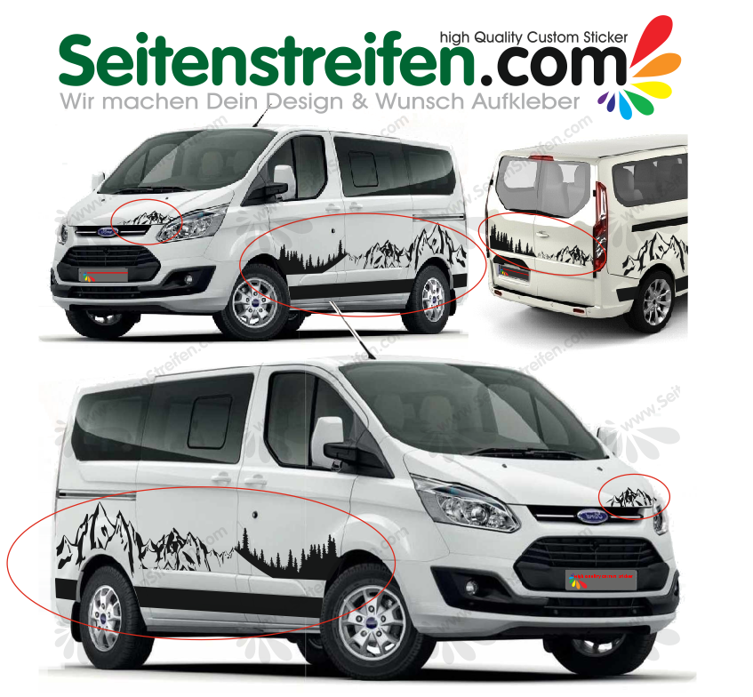 Ford Transit - XXL Mountain Forest Outdoor Panorama - Graphics Decals Sticker Kit - N° 1008