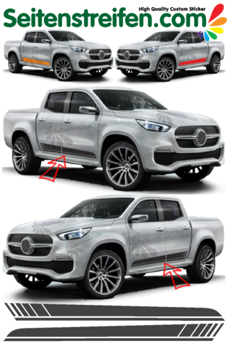 Mercedes Benz Class X - Edition 1 - Side Stripes Graphics Decals Sticker Kit - N° 8301