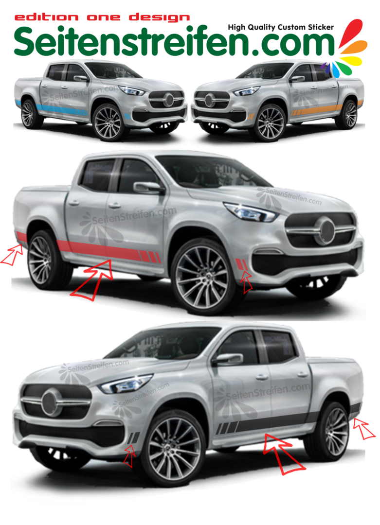 Mercedes Benz Class X - Edition One Design - Side Stripes Graphics Decals Sticker Kit - N° 8304