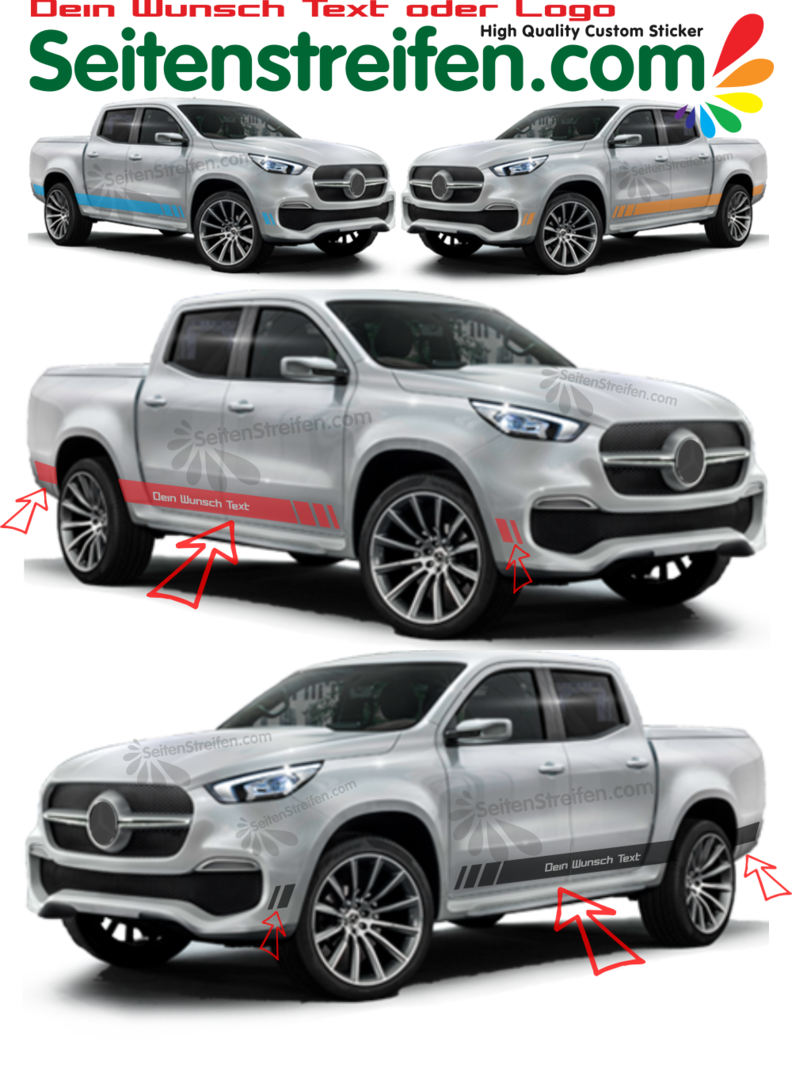 Mercedes Benz Class X - Edition One Design YOUR TEXT - Graphics Decals Sticker Kit - N° 8305