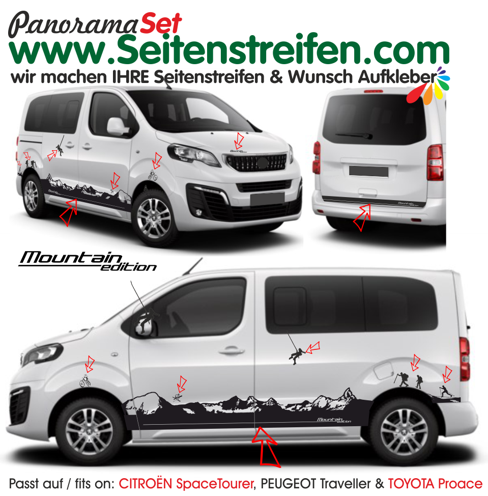 Peugeot Traveller / Peugeot Expert  matterhorn montagne cervin autocollant sticker set - 9061