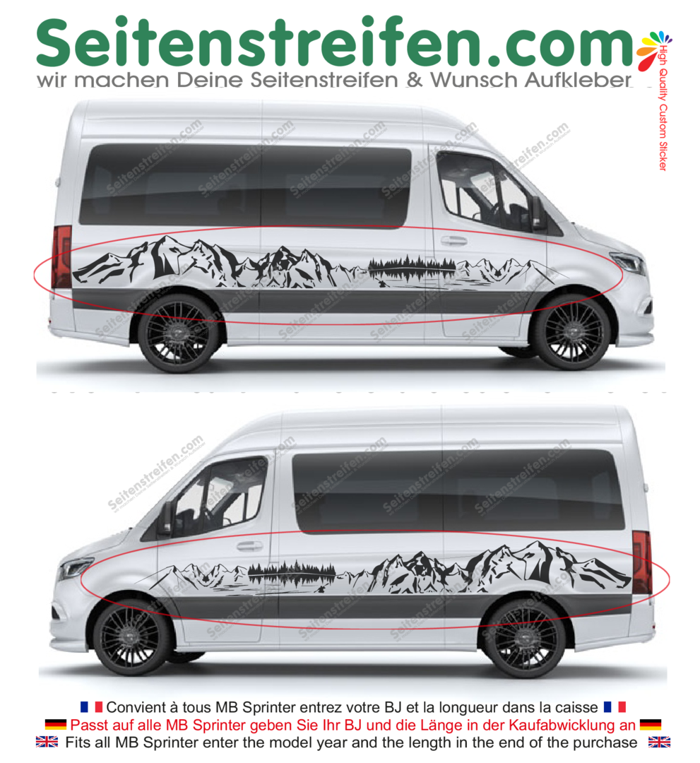 Mercedes Sprinter - Set di adesivi montagne, lago forestale, viste esterne - 6715