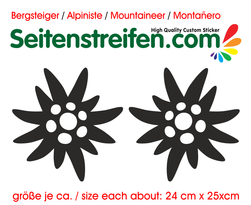 2x Edelweiss Aufkleber Dekor Sticker  Art:Nr: M108