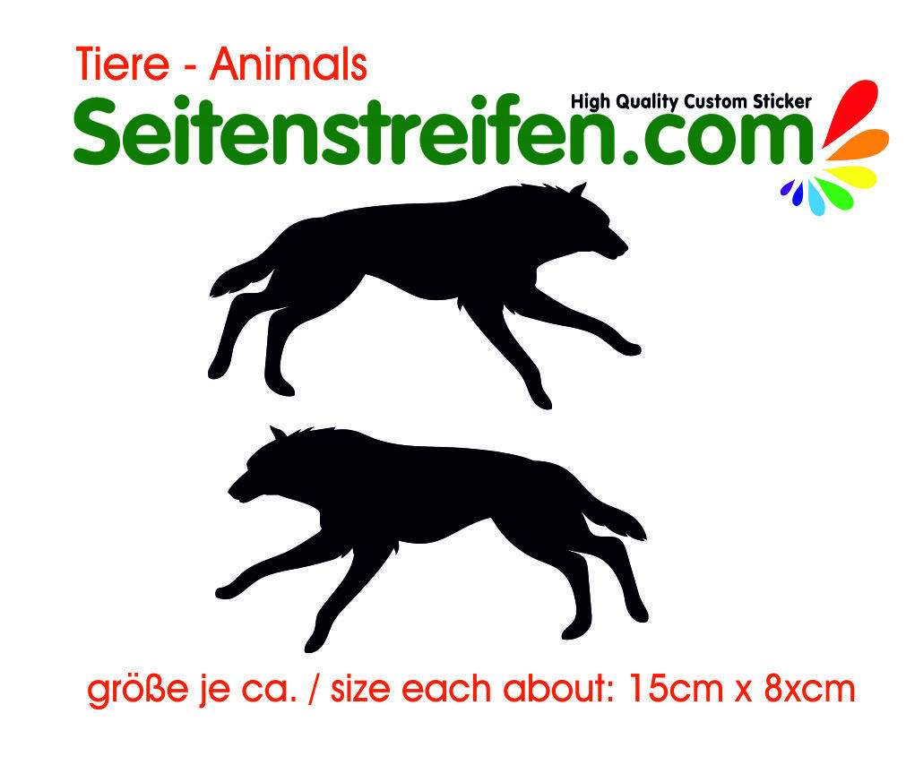 2x Wolf rennen Aufkleber Dekor Sticker  Art:Nr: M139