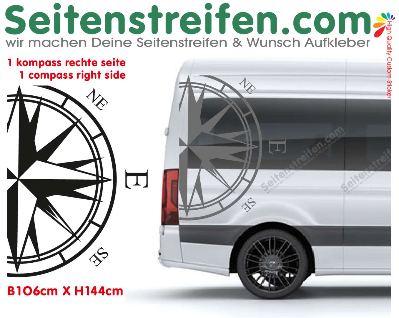 VW Crafter XL Kompass Rechts Aufkleber - Nr.: 4717