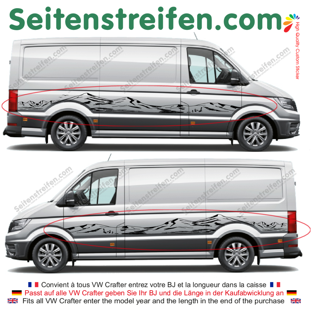 VW Crafter - belle montagne All'aperto Panorama adesivi strisce laterali adesive auto sticker - 9714