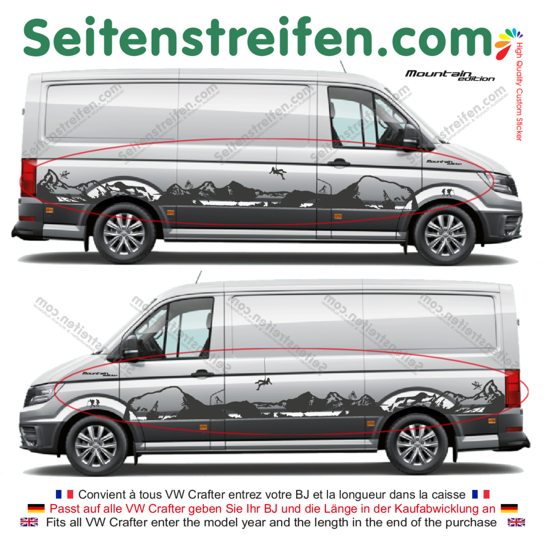 VW Crafter - Monte Cervino sport All'aperto Panorama adesivi laterali adesive auto sticker - 9797