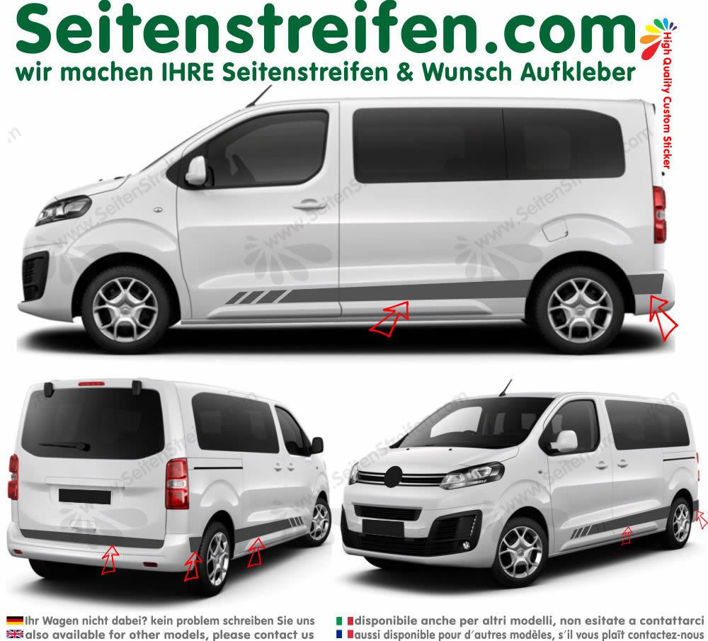 Peugeot Traveller & Expert - EVO Edition - Side Stripes Graphics Decals Sticker Kit - N° 3016
