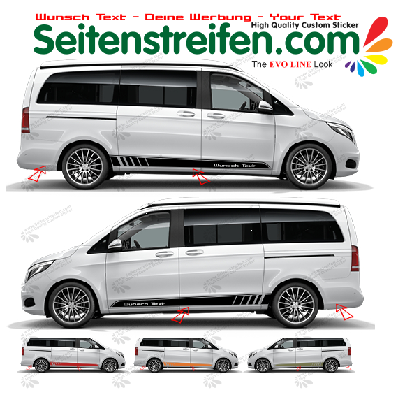Mercedes Benz Class V Vito - 447/639/638 YOUR TEXT Sport Line - Decals Sticker Kit - N° 8855