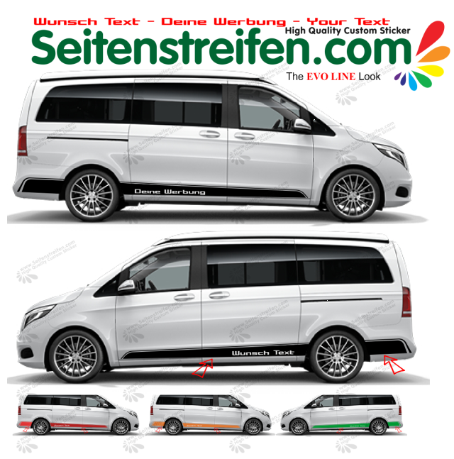 Mercedes Benz Class V Vito - 447/693/638 YOUR TEXT - Graphics Decals Sticker Kit - N° 8861