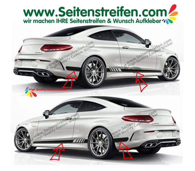 Mercedes Benz Class C Coupe - AMG Edition 1- Side Stripes Graphics Decals Sticker Kit - N° 9841