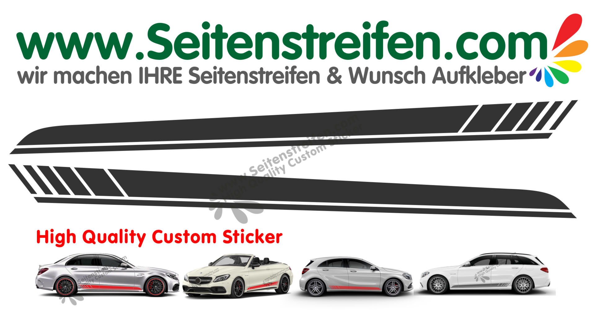 Mercedes Benz G Klasse 2 und 4 Türer  AMG Edition 1 Look - Seitenstreifen Aufkleber Set 1088