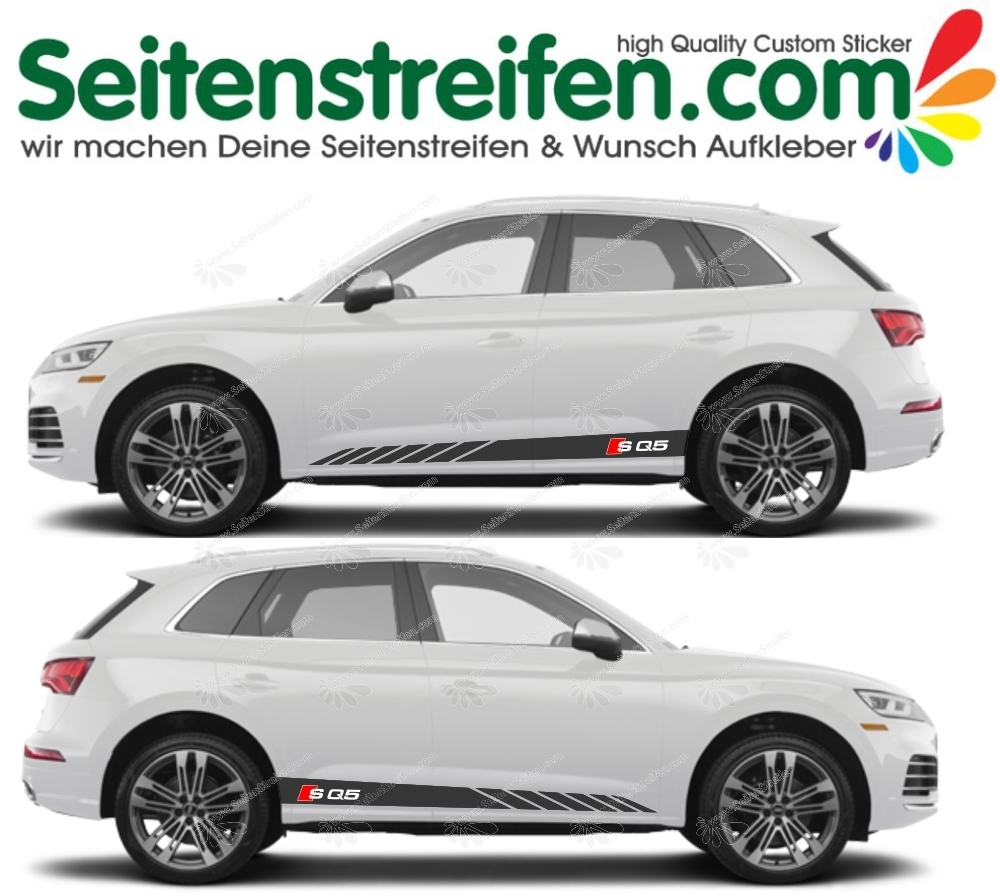 Audi SQ5 / Q5 RS Look Seitenstreifen Aufkleber Dekor Set mit Rot - U5035