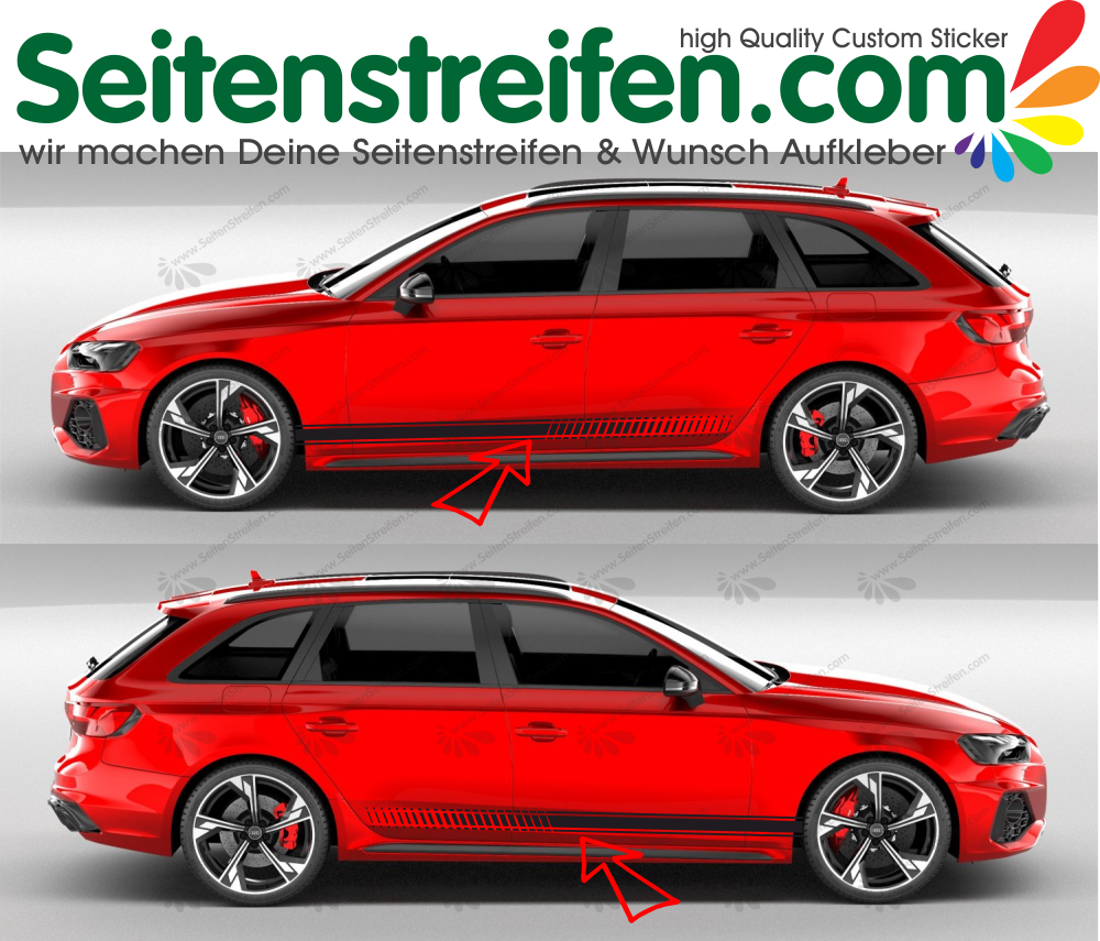 Audi A4 Evo - Side Stripes Graphics Decals Sticker Kit - item number: 5154