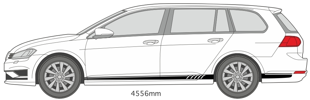 VW Golf 7 Variant - Sport Line adesivi strisce laterali adesive auto sticker - Nero lucido
