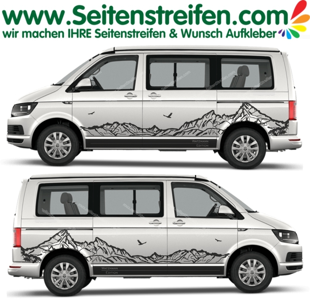 VW Bus T4 T5 T6 Watzmann Alpes montañas adhesivo sticker set de pegatinas N° 5332