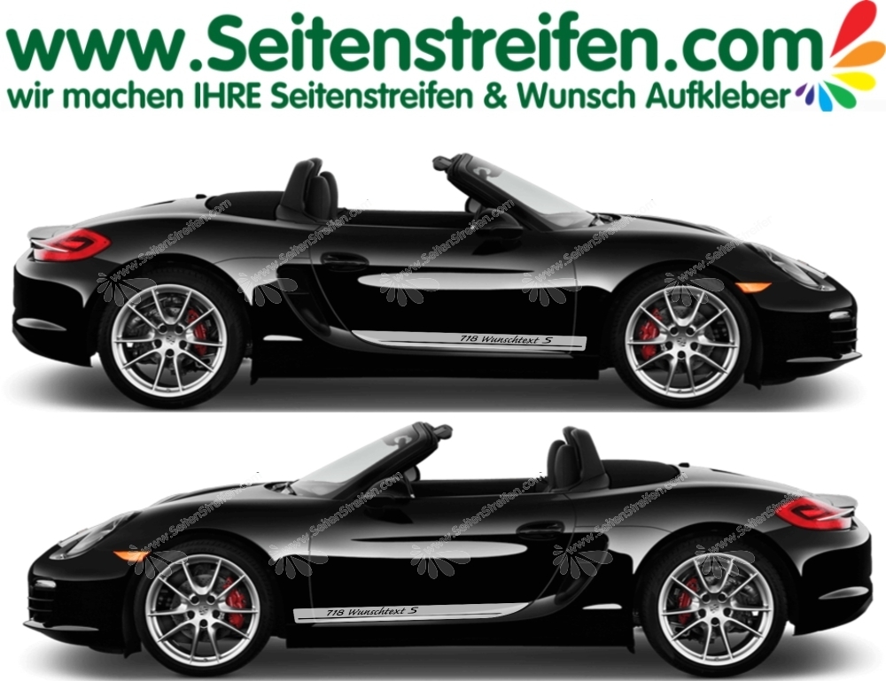 Porsche Boxster S 718 981 - YOUR TEXT in Carrera style - Graphics Decals Sticker Kit - N° 9921