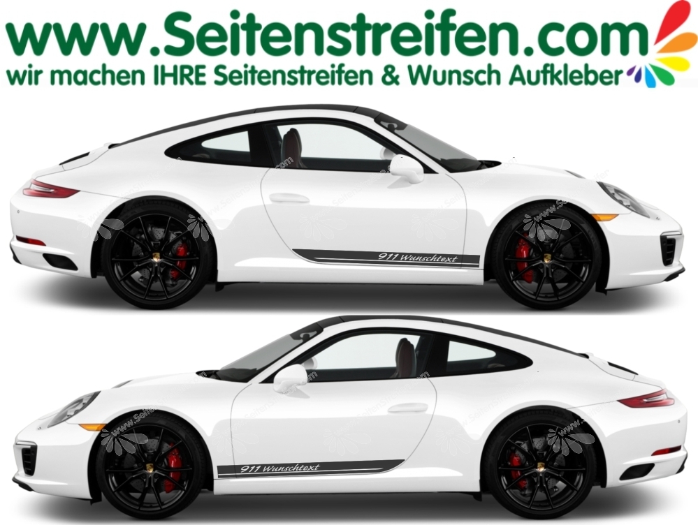 Porsche 911 Wunsch Text alle Modelle Seitenstreifen Aufkleber Dekor Set - U3024