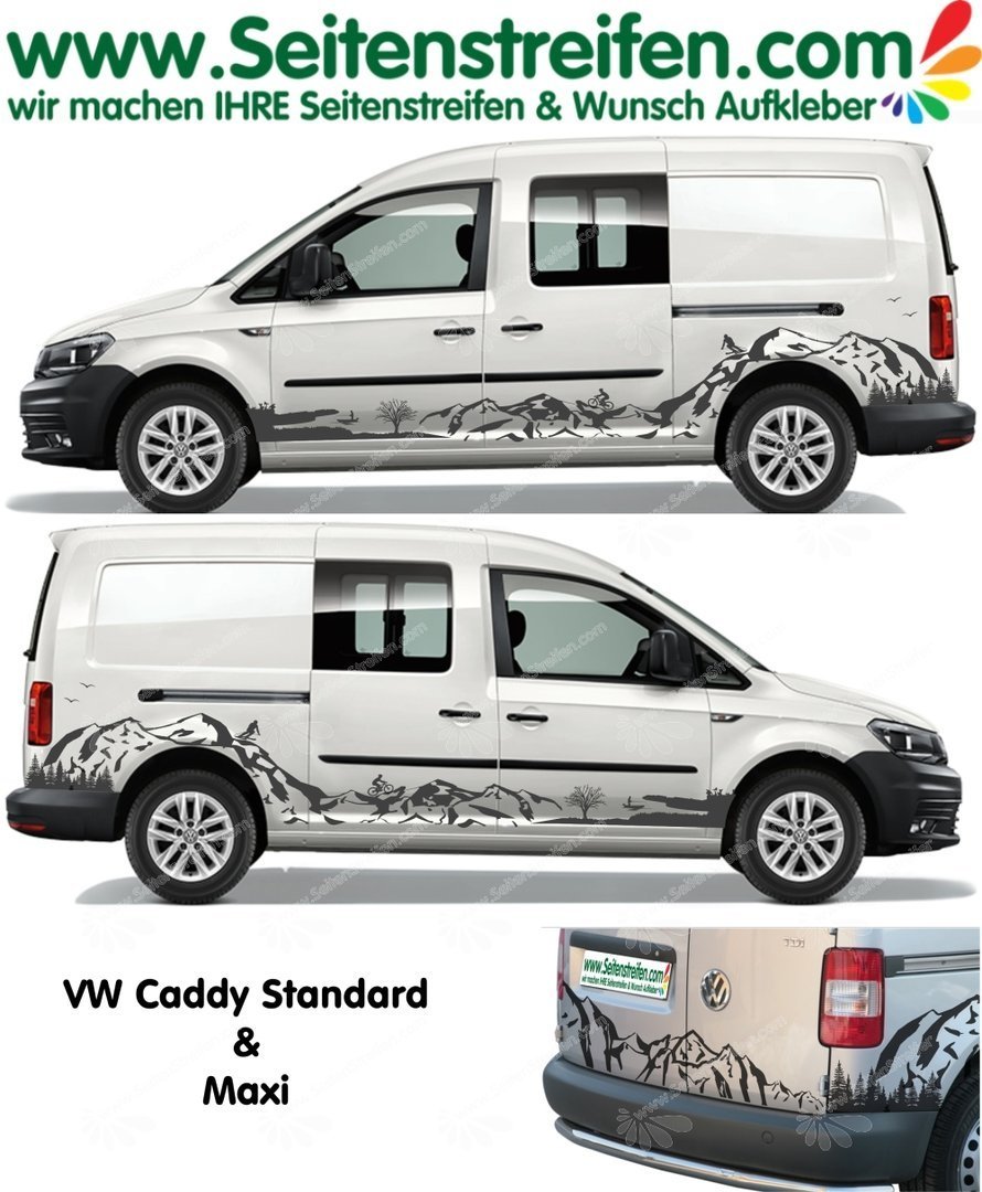 VW Caddy / Caddy Maxi - Foresta Montagne Lago adesivi strisce laterali adesive auto sticker - U3031
