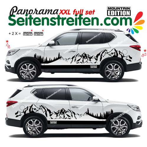 SsangYong Rexton Berge Mountain Edition Side Stripes Graphics Decals Sticker Kit - N° 9970