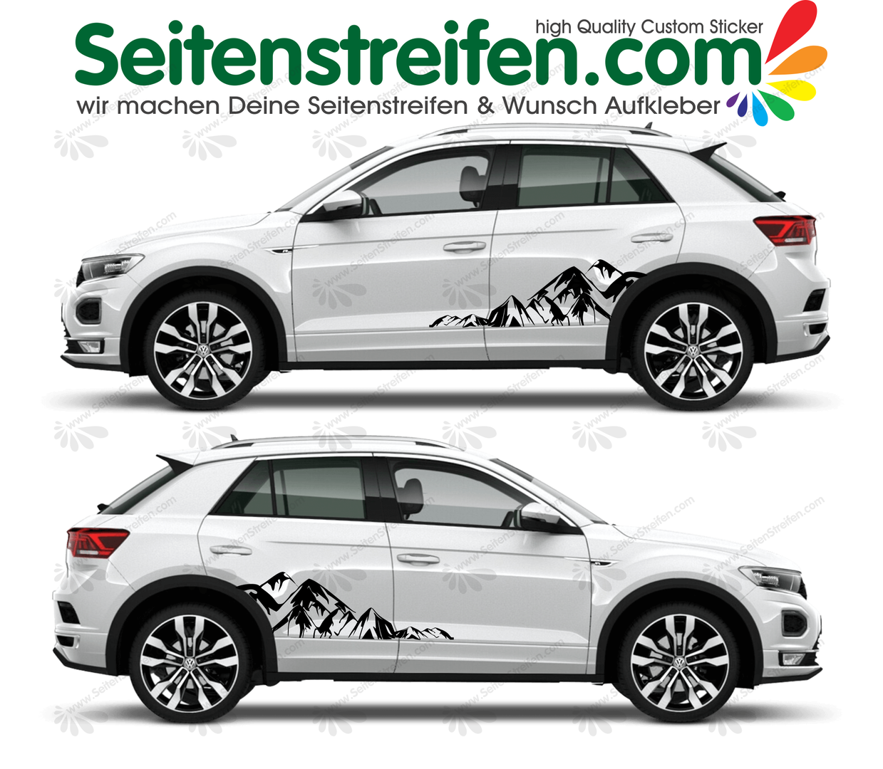VW T Roc - Montagne adesivi strisce laterali adesive auto sticker - 5615