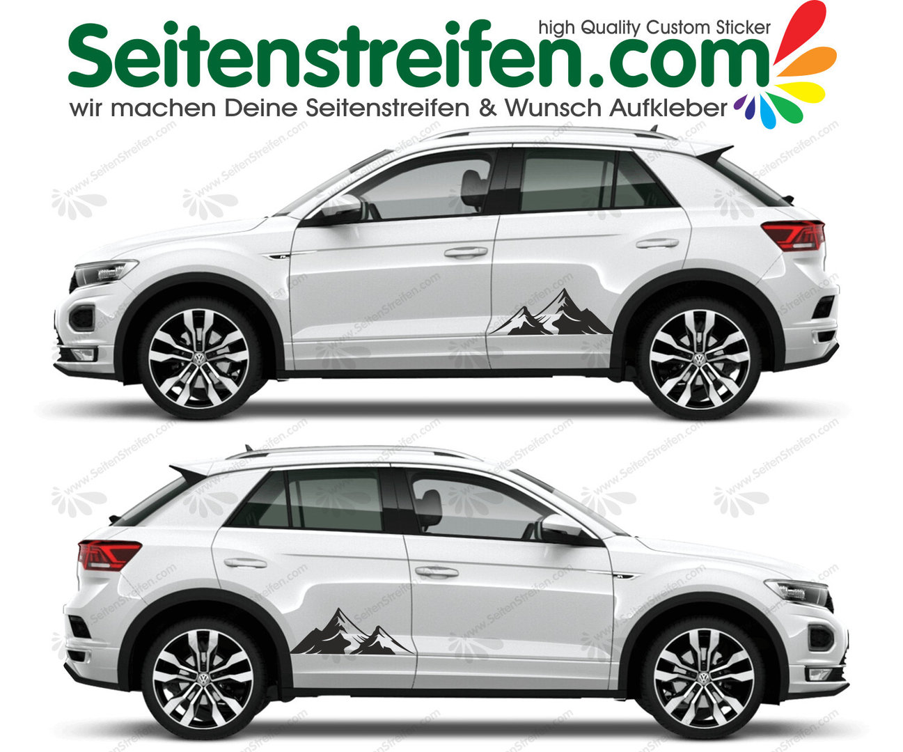 VW T Roc - Piccole montagne adesivi strisce laterali adesive auto sticker - 5616