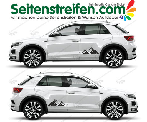 VW T Roc - Mountain Side Stripes Graphics Decals Sticker Kit - N° 5616