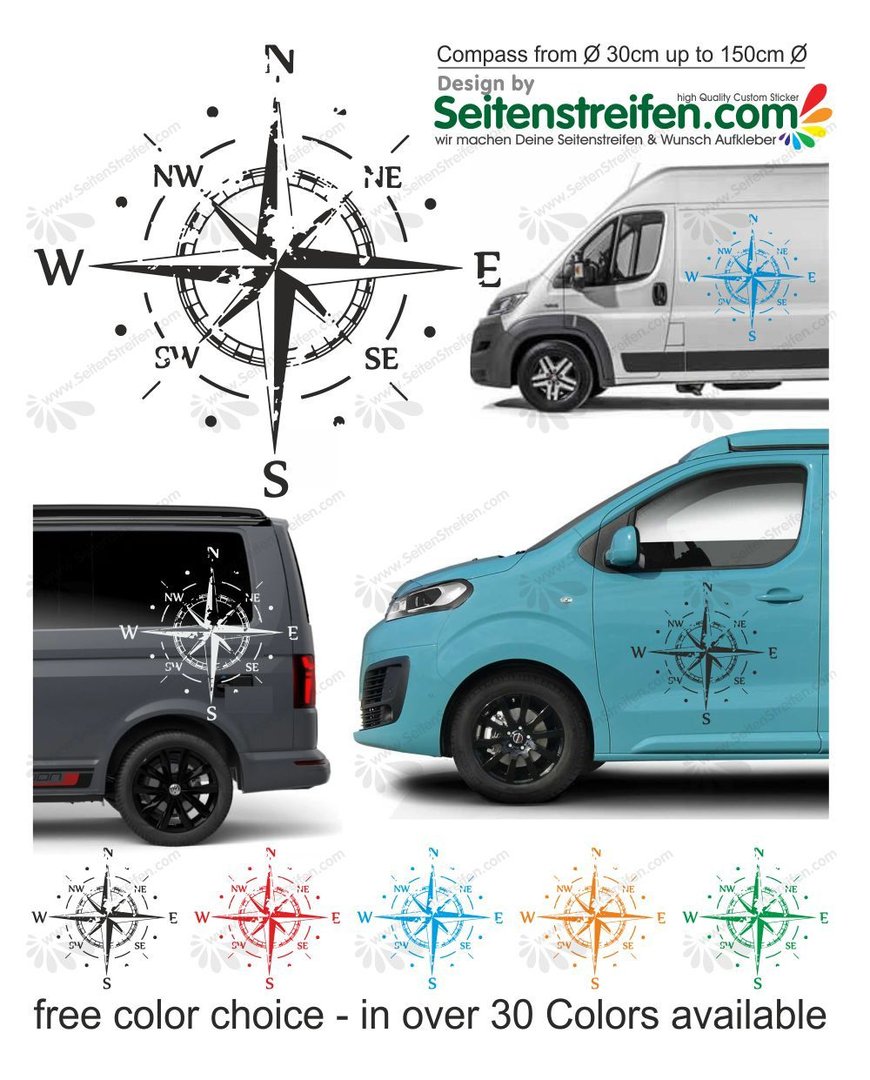 Sticker Northern Lights Wind ROSE COMPASS for Caravan Motorhome and Car